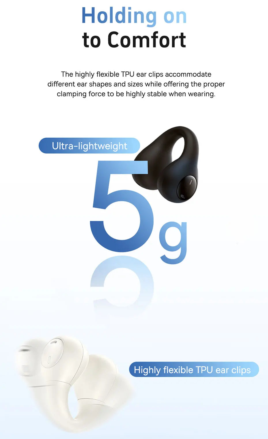 Baseus AirGo AS01 Ear Clip Bluetooth 5.3 Wireless Earphones – 2-Mic ENC Noise Reduction Sports Headphones