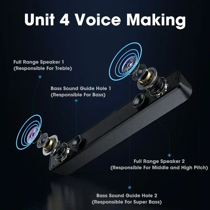 PC Bluetooth Soundbar Speaker – Wired & Wireless
