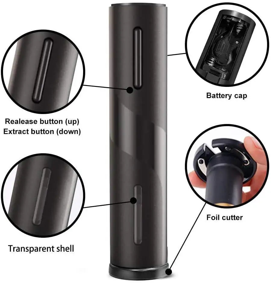 Electric Wine Opener – Automatic Corkscrew with Foil Cutter for Red Wine Bottles