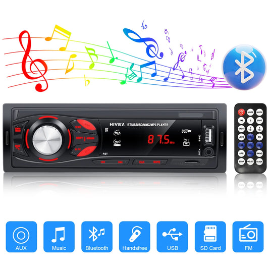 🚗 HIVOZ Bluetooth Car Stereo – 4x15W FM Radio MP3 Player with Hands-Free Calling