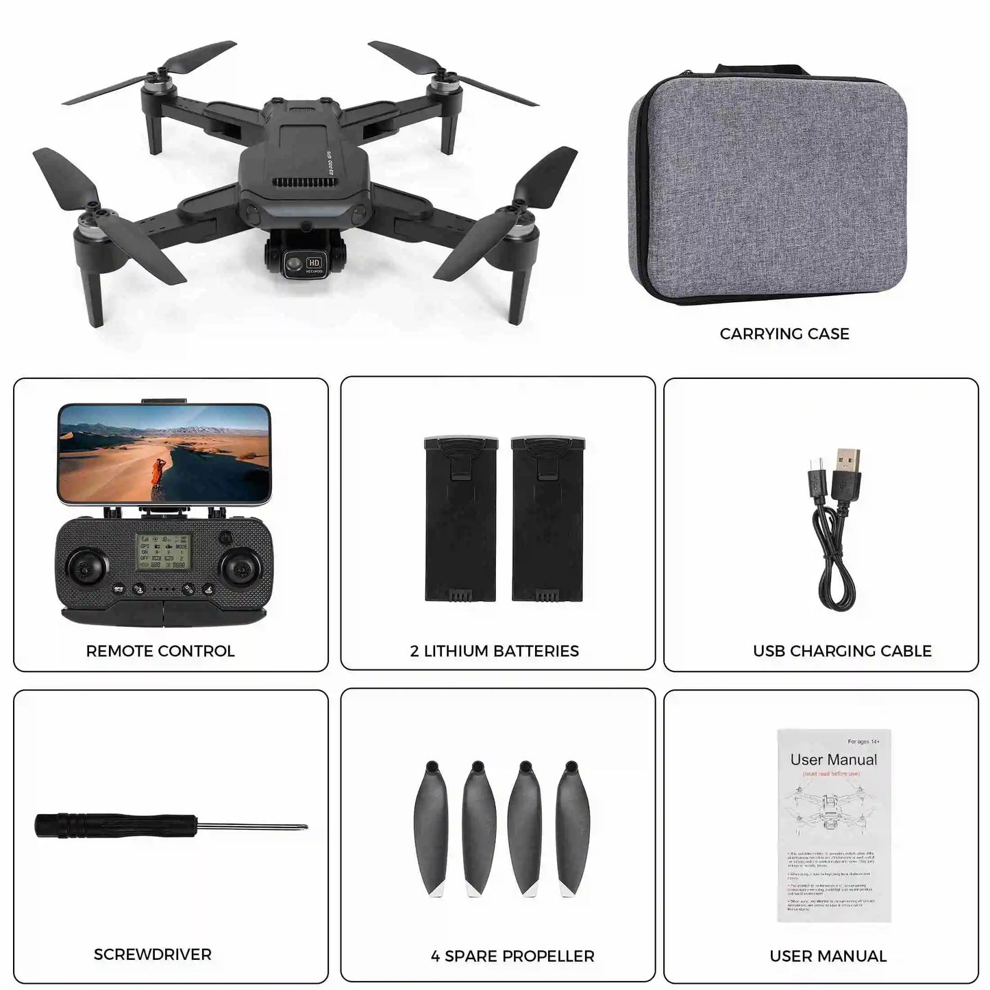 RC GPS Brushless Drone with 2 Batteries