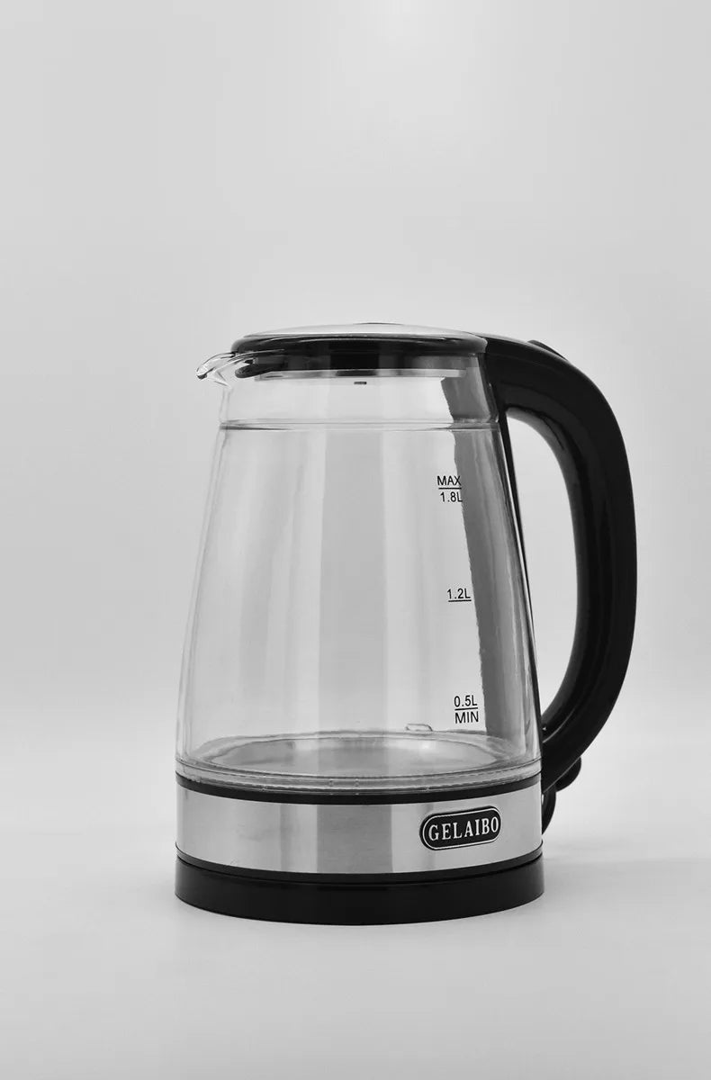 1.8L Electric Kettle Stainless Steel Double Layer Glass Health Preserving Pot Electric Water Heater with Blue Led Light Kitchen