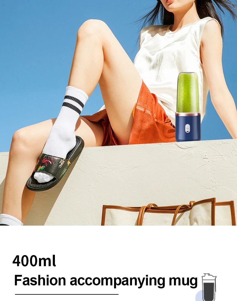 Portable Juicer Cup – USB Rechargeable 6-Blade Smoothie Blender Bottle