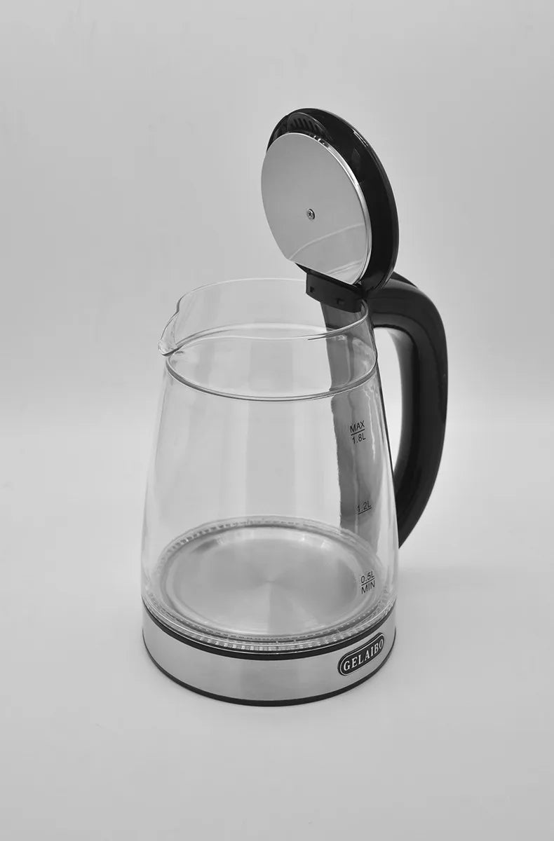 1.8L Electric Kettle Stainless Steel Double Layer Glass Health Preserving Pot Electric Water Heater with Blue Led Light Kitchen