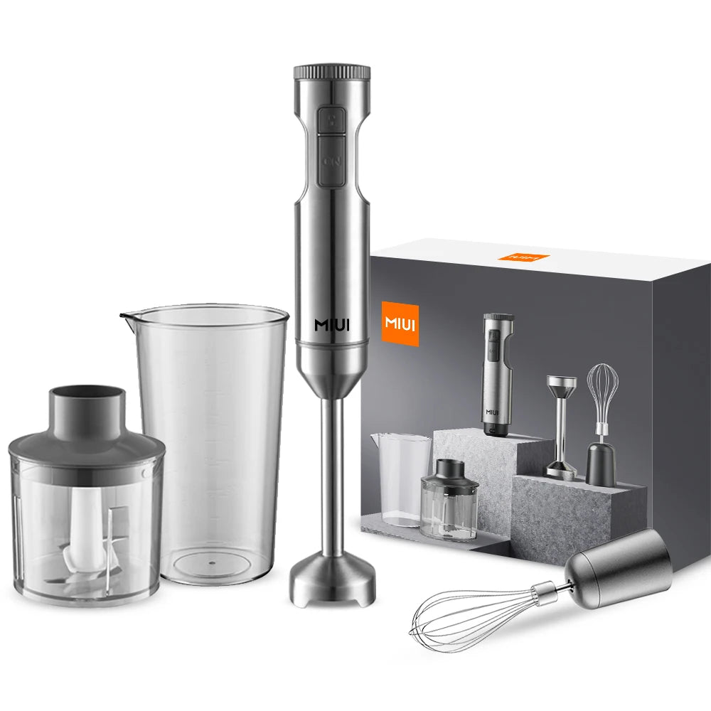 MIUI 4-in-1 Hand Blender – 1000W Immersion Stick Mixer with Beaker, Processor & Whisk