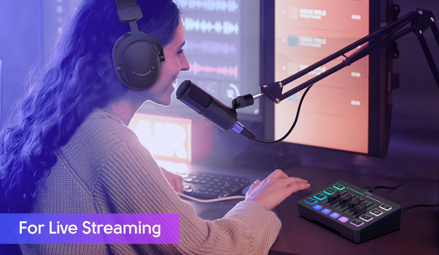 FIFINE SC3 4‑Channel RGB Gaming Mixer