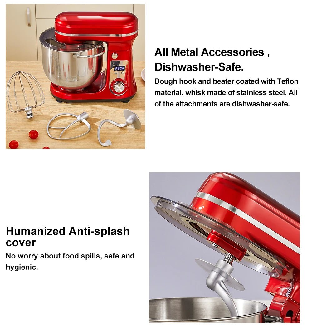 BioloMix 6L Stand Mixer – 1200W, 6-Speed Kitchen Mixer with Whisk, Dough Hook & Blender