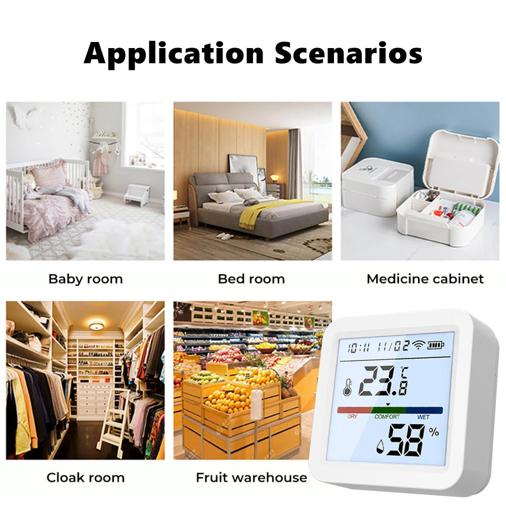 Tuya Smart Temperature & Humidity Sensor – WiFi/Zigbee with Backlight & Voice Control