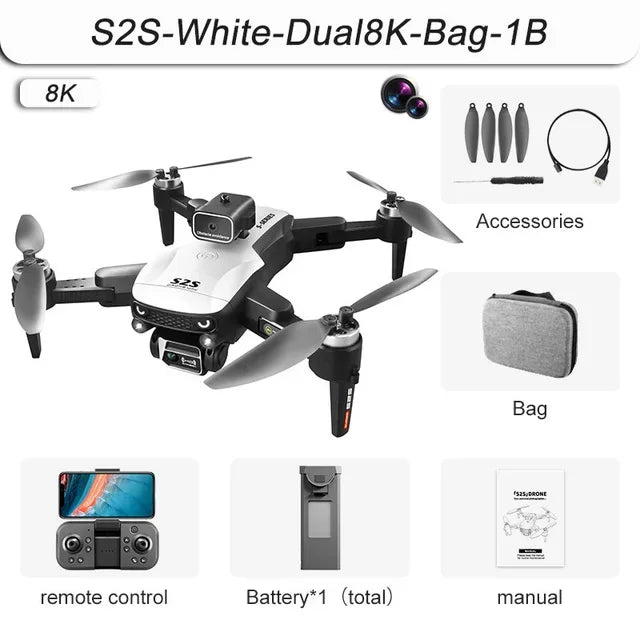 🚁 S2S Mini Drone – 4K/8K HD Camera | Foldable RC Quadcopter with Obstacle Avoidance