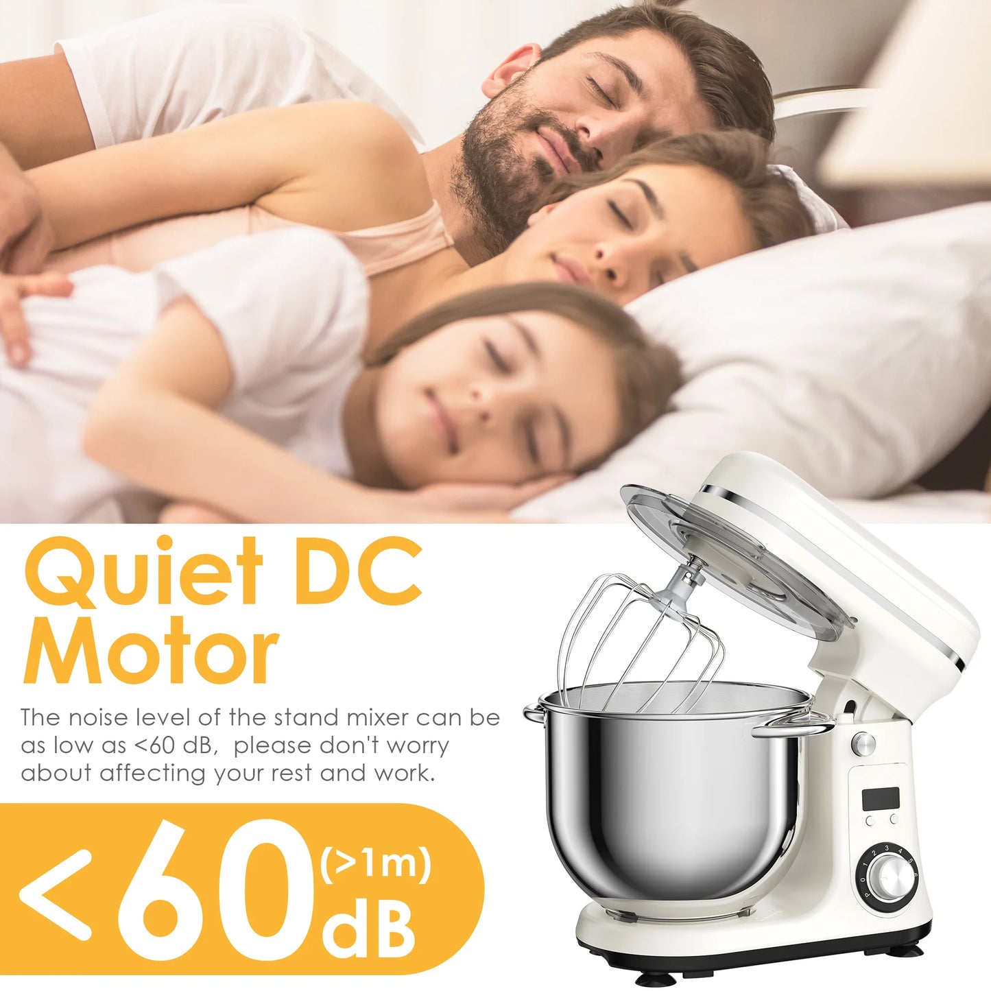 BioloMix 6L Stand Mixer – 1200W, 6-Speed Kitchen Mixer with Whisk, Dough Hook & Blender