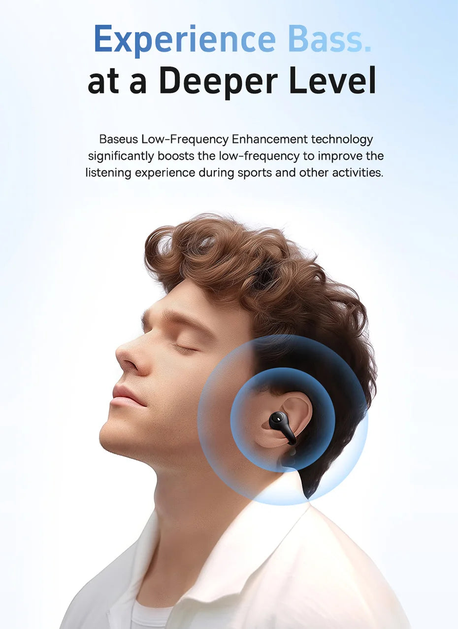 Baseus AirGo AS01 Ear Clip Bluetooth 5.3 Wireless Earphones – 2-Mic ENC Noise Reduction Sports Headphones