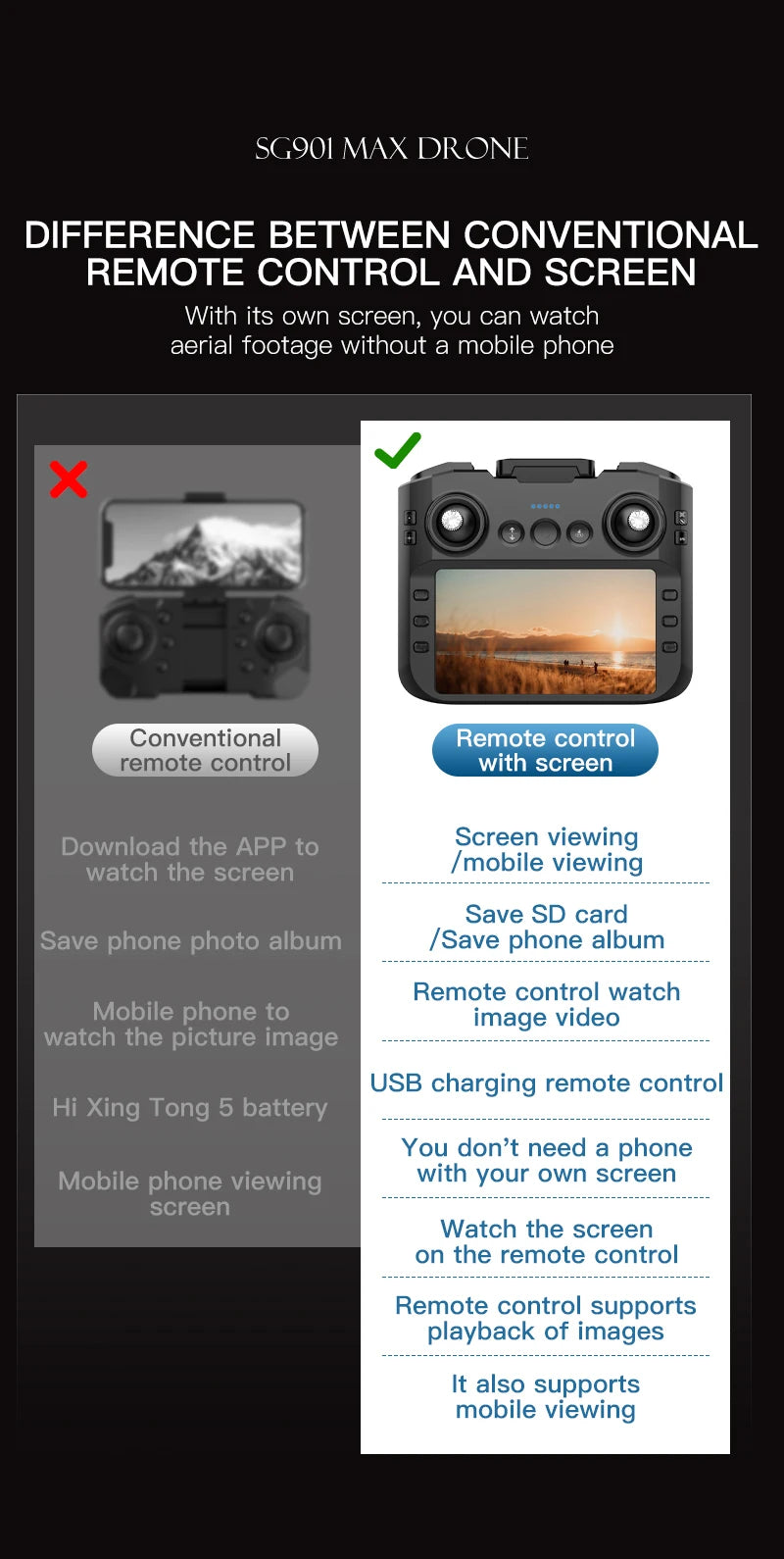 Mini Drone Professional GPS HD Camera Drones 5G WIFI FPV Video 4k UAV 4.5 inch large screen remote control RC Dron SG109 PRO MAX