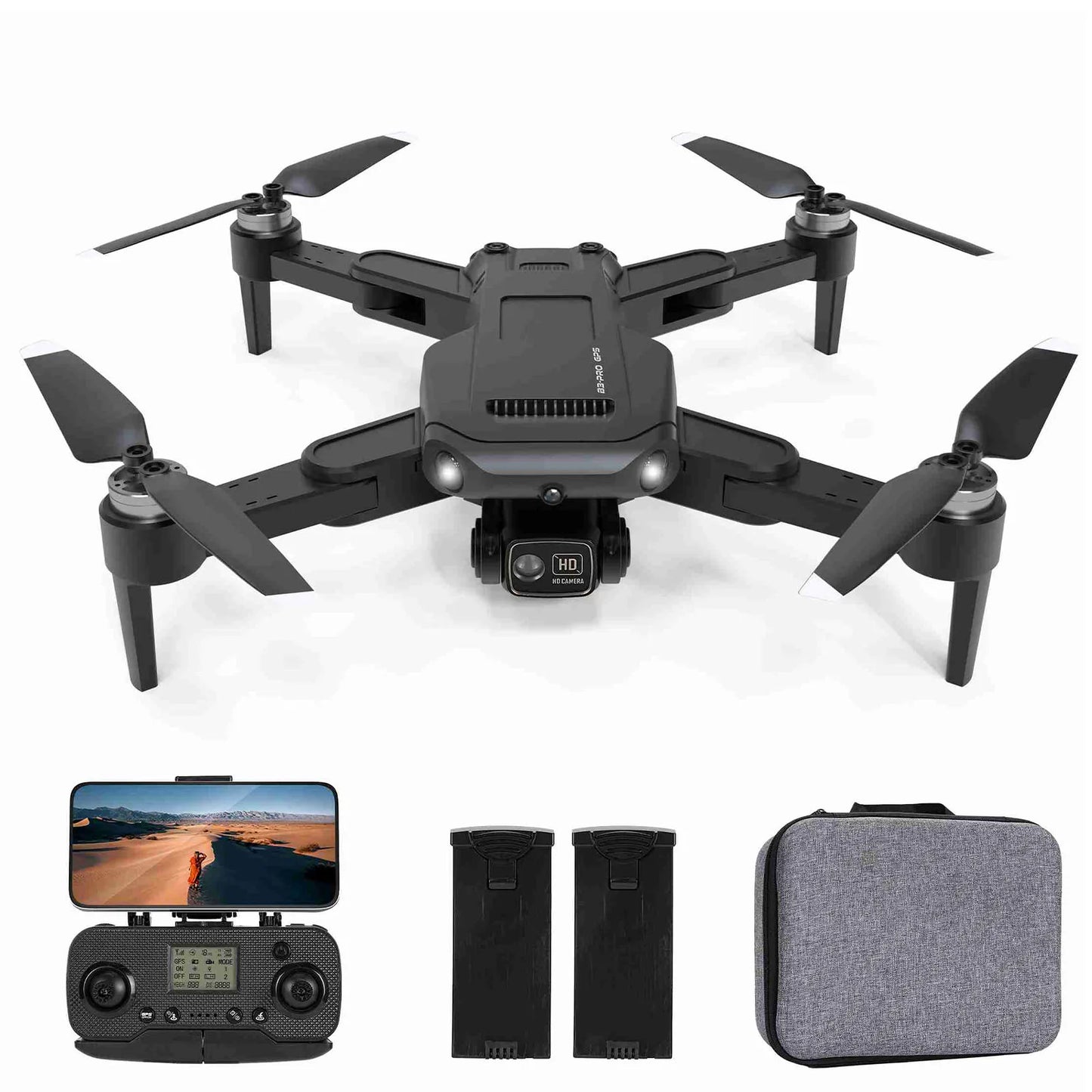 RC GPS Drone with Brushless Motor & 2 Batteries