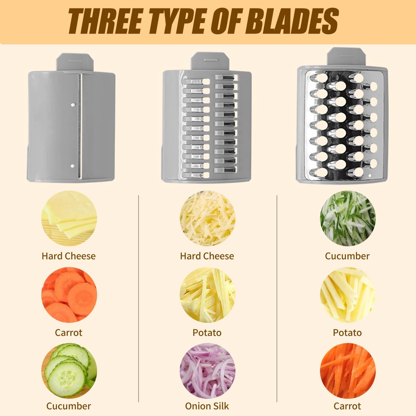 Electric Cheese Grater & Vegetable Slicer – 4-in-1 Salad Maker & Food Processor