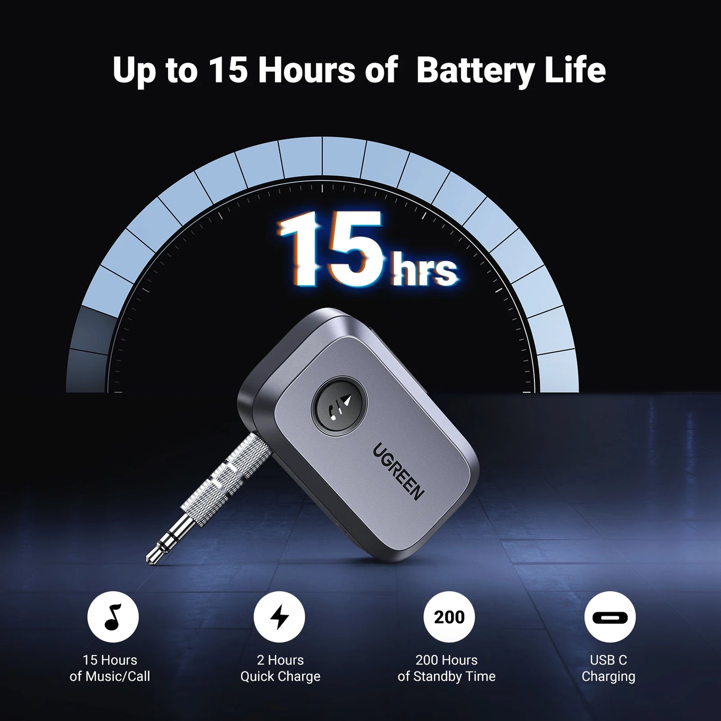 🎧 UGREEN Bluetooth Audio Receiver – Wireless Car Adapter with 3.5mm Jack & Mic
