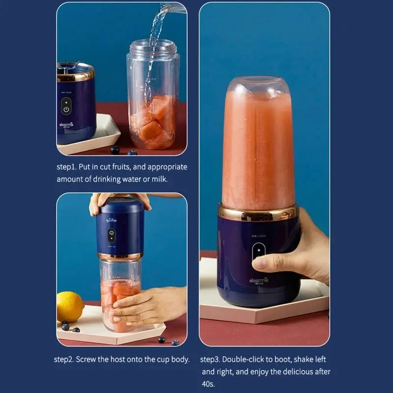 Portable Juicer Cup – USB Rechargeable 6-Blade Smoothie Blender Bottle