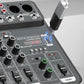 4-Channel USB Audio Mixer with Bluetooth & Phantom Power
