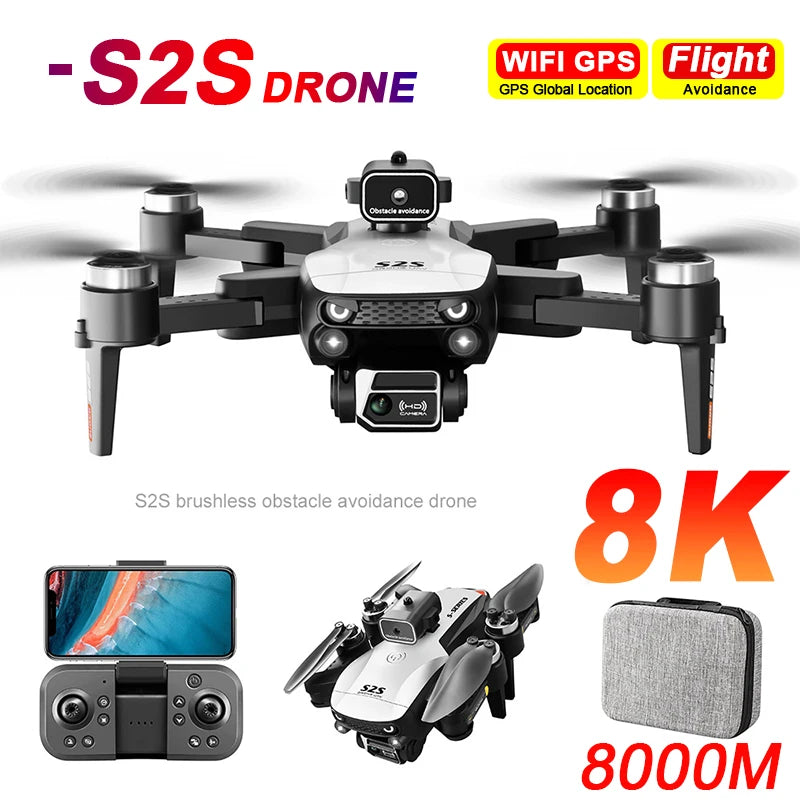 🚁 S2S Mini Drone – 4K/8K HD Camera | Foldable RC Quadcopter with Obstacle Avoidance