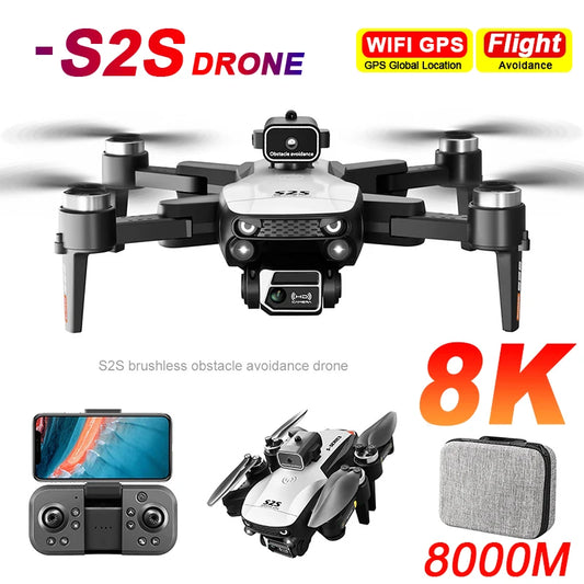 🚁 S2S Mini Drone – 4K/8K HD Camera | Foldable RC Quadcopter with Obstacle Avoidance