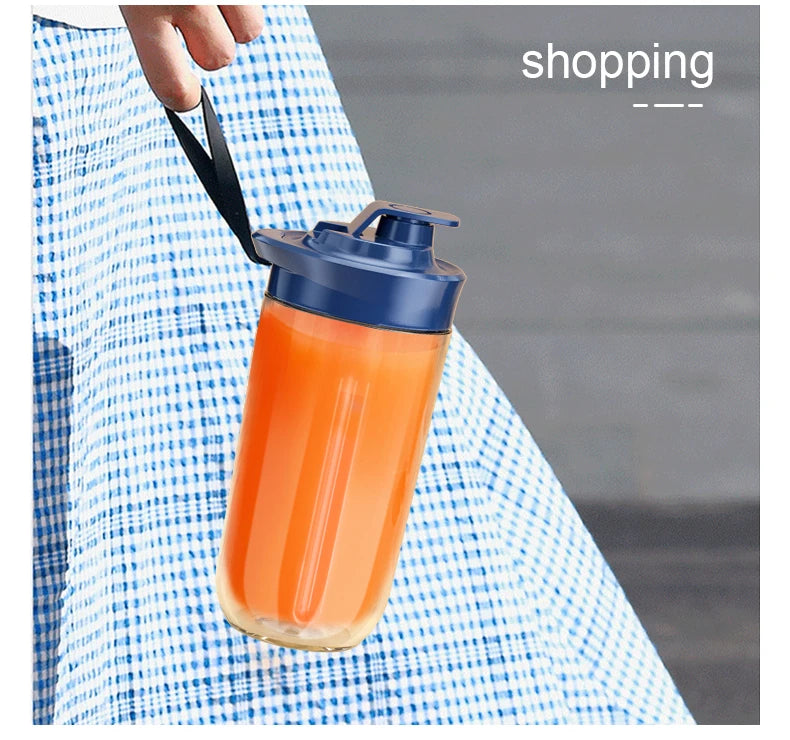 Portable Juicer Cup – USB Rechargeable 6-Blade Smoothie Blender Bottle