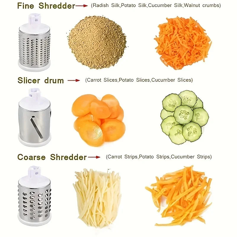 Manual Vegetable Cutter & Slicer with 3 Drums