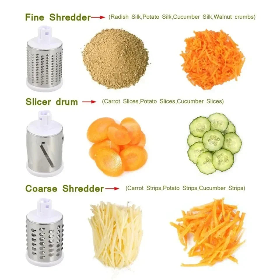 Manual Vegetable Cutter & Slicer with 3 Drums