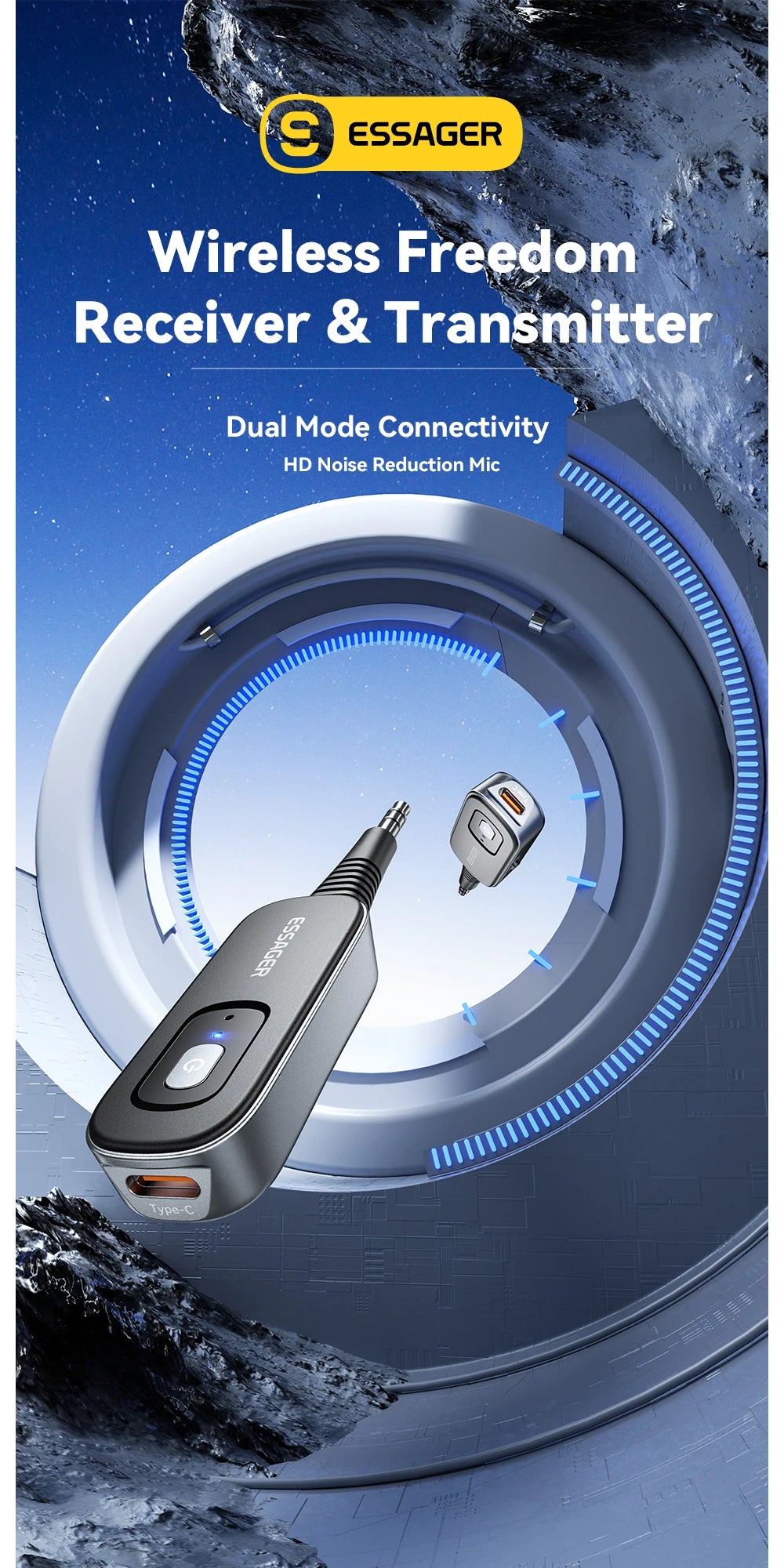 Essager 2-in-1 Bluetooth 5.1 Audio Adapter