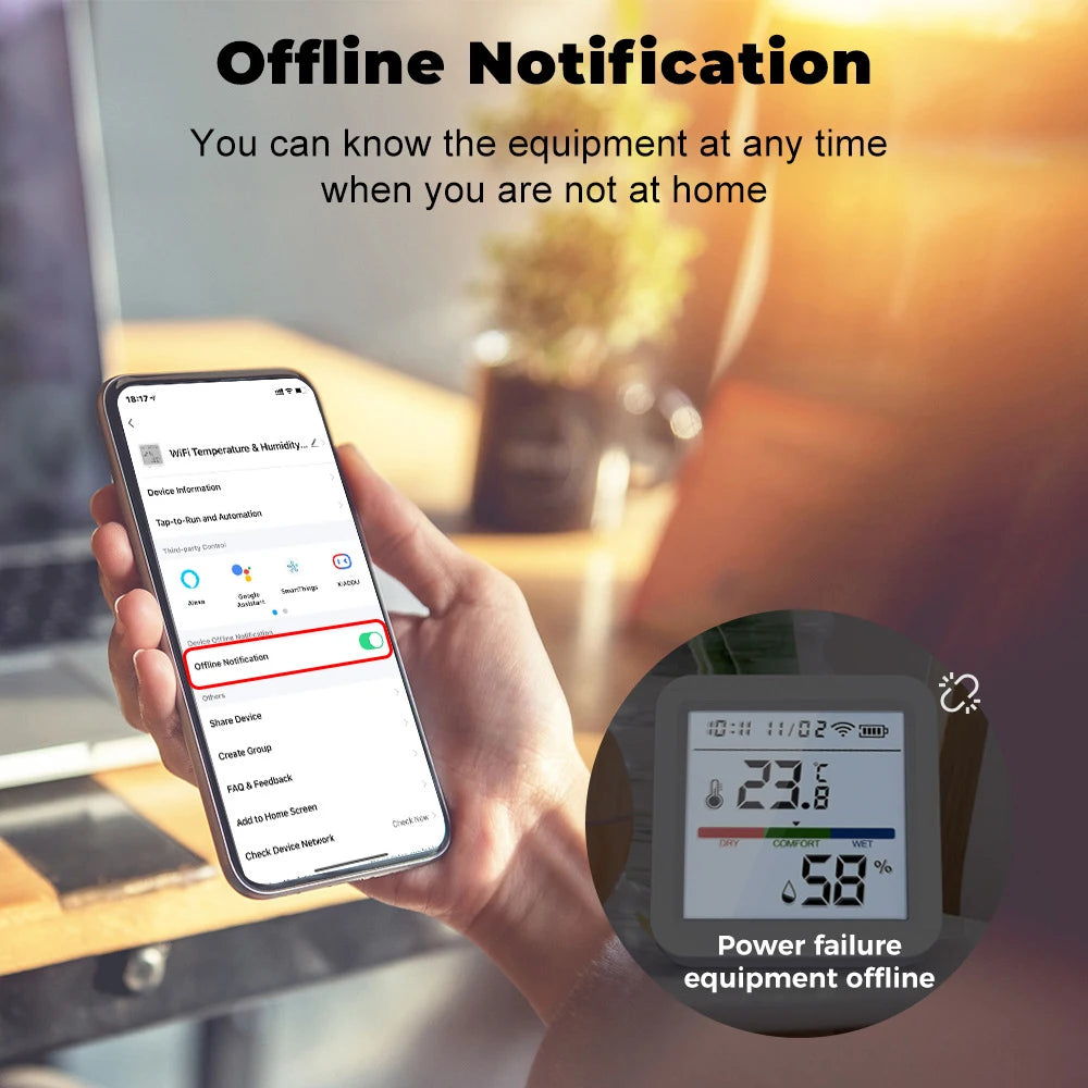 Tuya Smart Temperature & Humidity Sensor – WiFi/Zigbee with Backlight & Voice Control