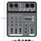 4-Channel USB Audio Mixer with Bluetooth & Phantom Power