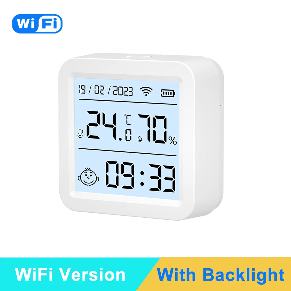 Tuya Smart Temperature & Humidity Sensor – WiFi/Zigbee with Backlight & Voice Control