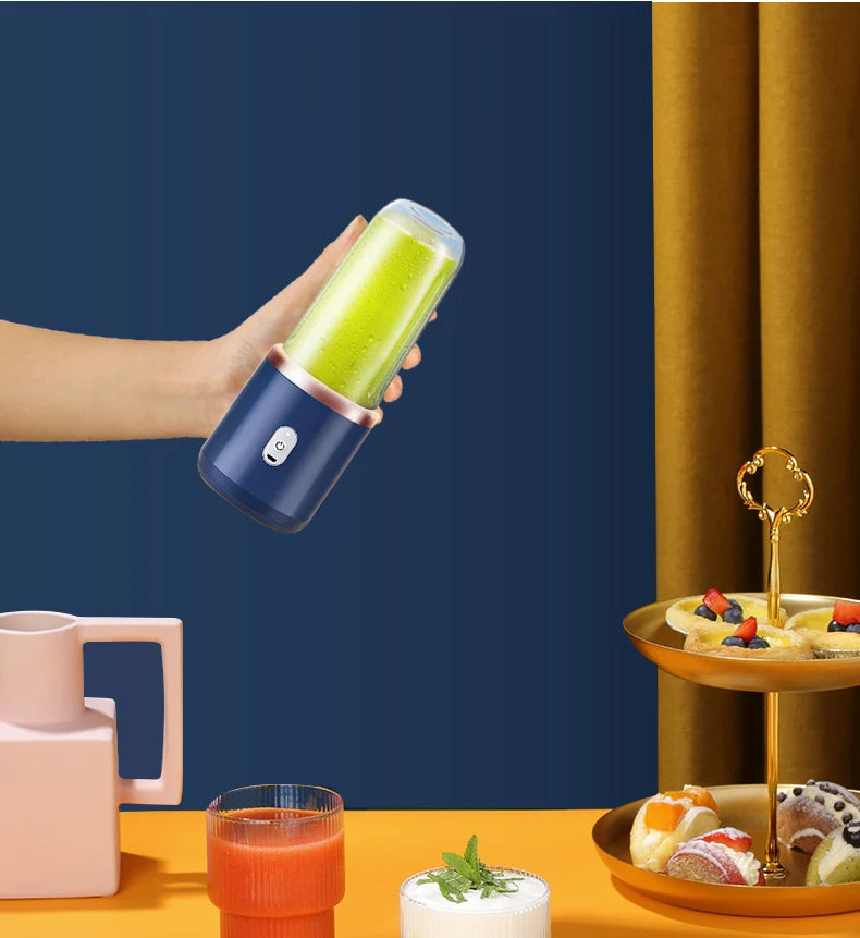 Portable Juicer Cup – USB Rechargeable 6-Blade Smoothie Blender Bottle