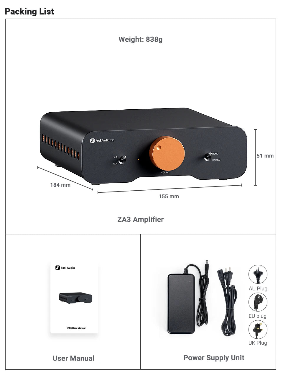 Fosi ZA3 Stereo HiFi Power Amp