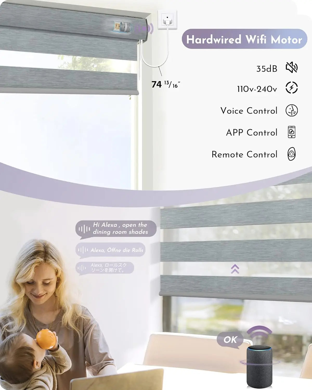 Smart Motorized Zebra Blinds – WiFi Compatible