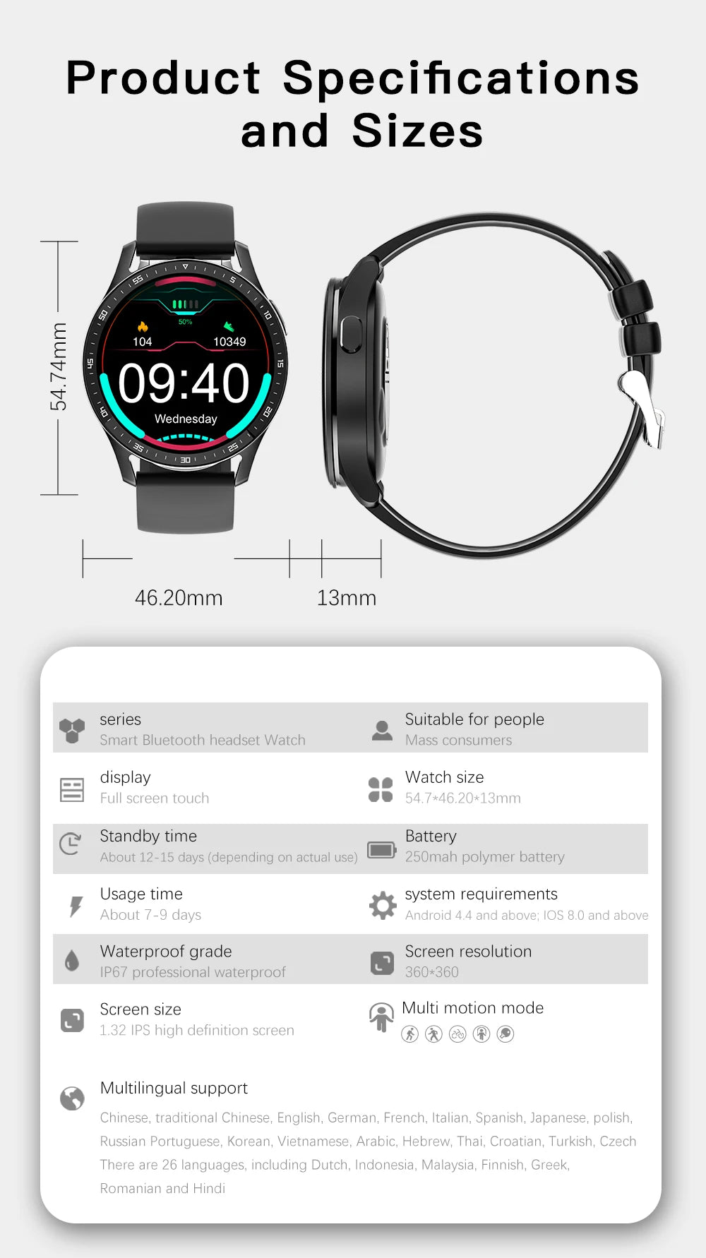 X7 2-in-1 Smartwatch with Earbuds