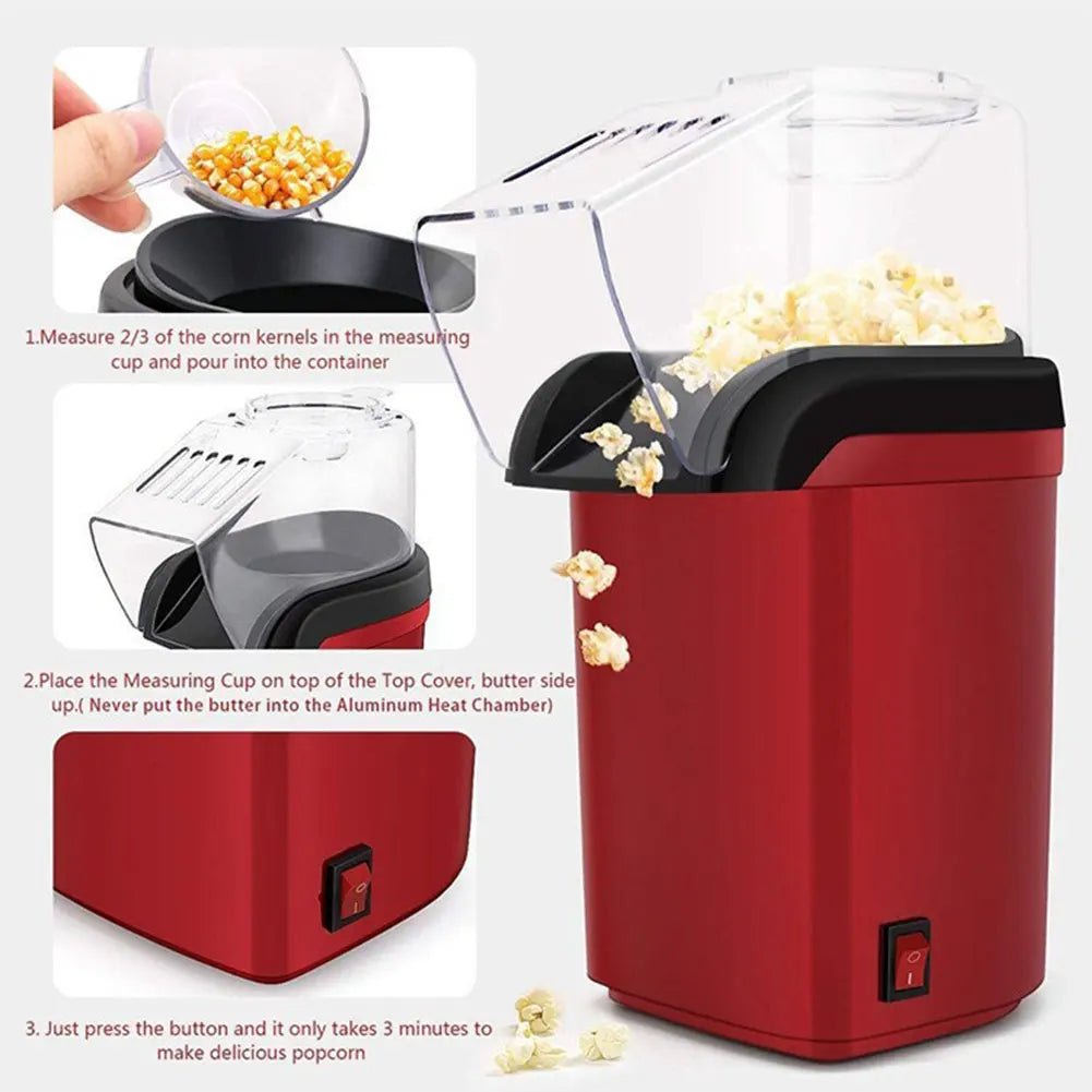 Automatic Popcorn Machine – Electric Air Popper for Home Kitchen