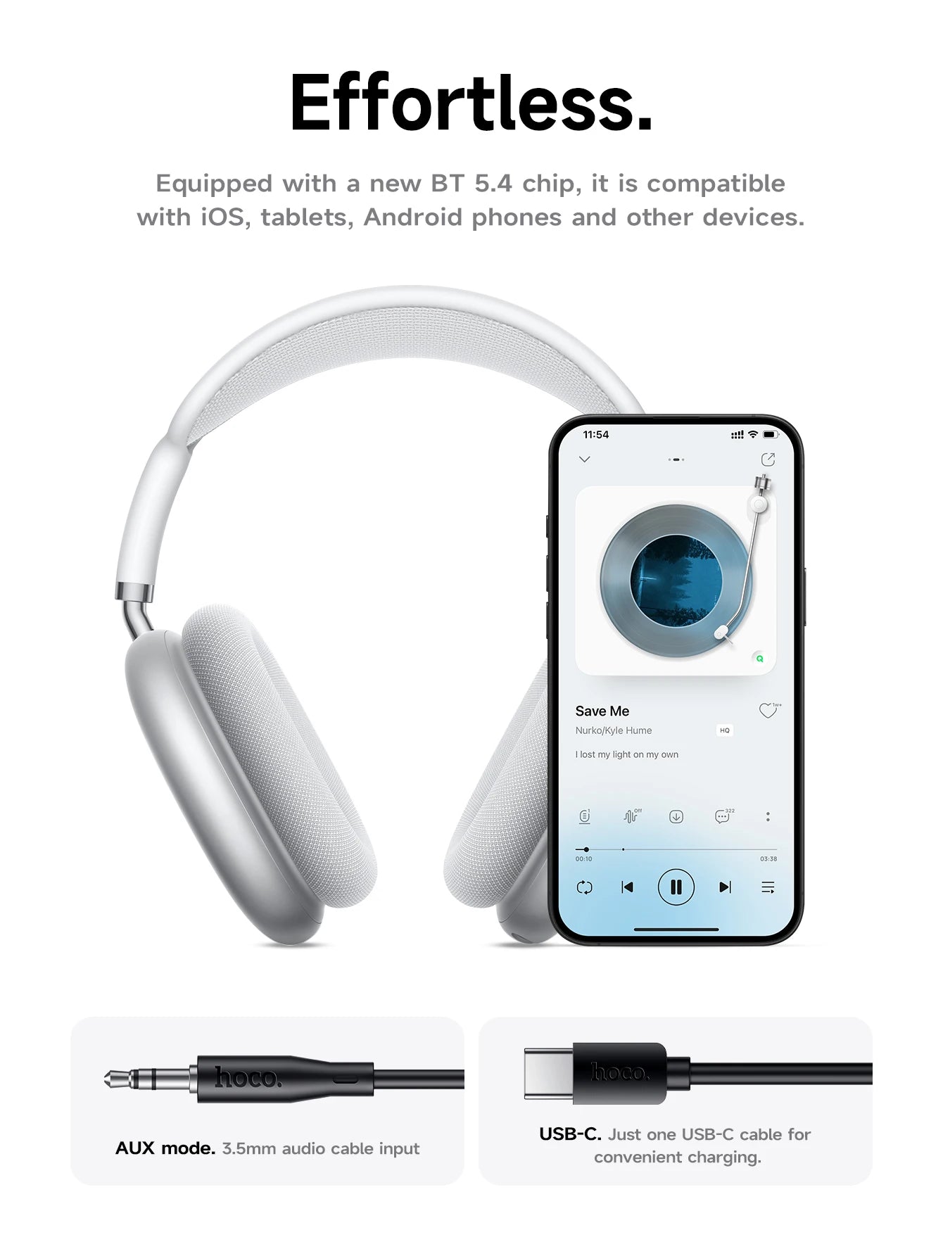 HOCO W65 Plus ANC Noise Reduction Bluetooth Headphones: