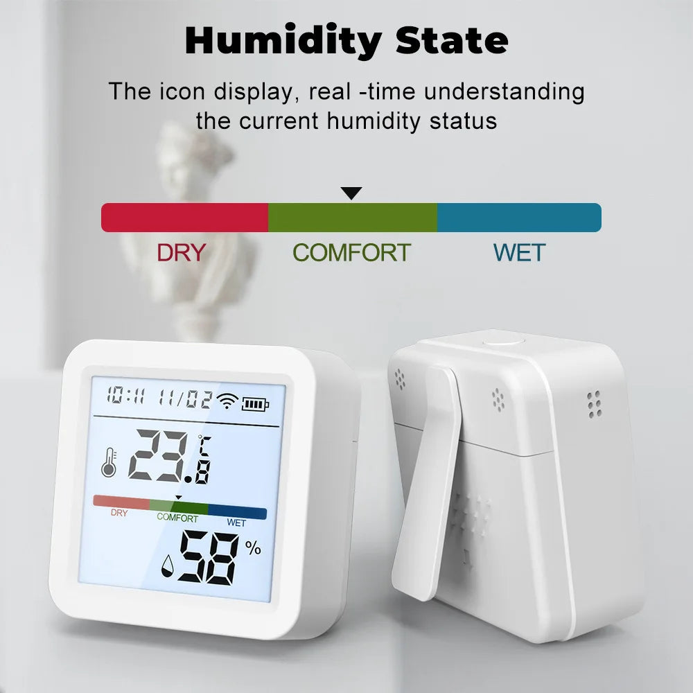 Tuya Smart Temperature & Humidity Sensor – WiFi/Zigbee with Backlight & Voice Control