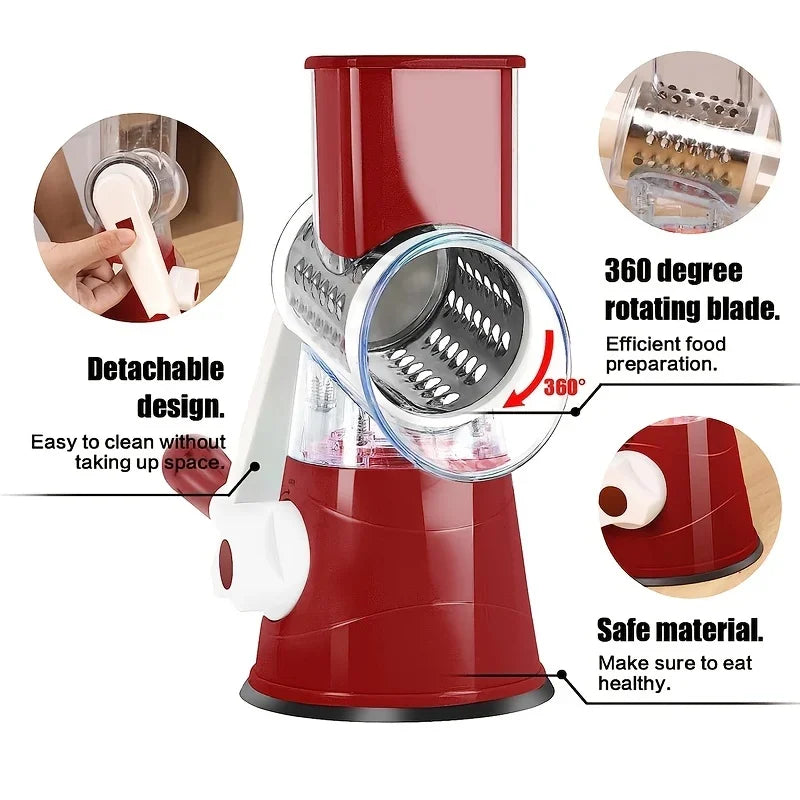 Manual Vegetable Cutter & Slicer with 3 Drums