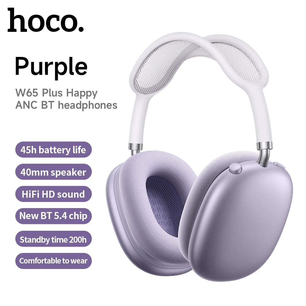 HOCO W65 Plus ANC Noise Reduction Bluetooth Headphones: