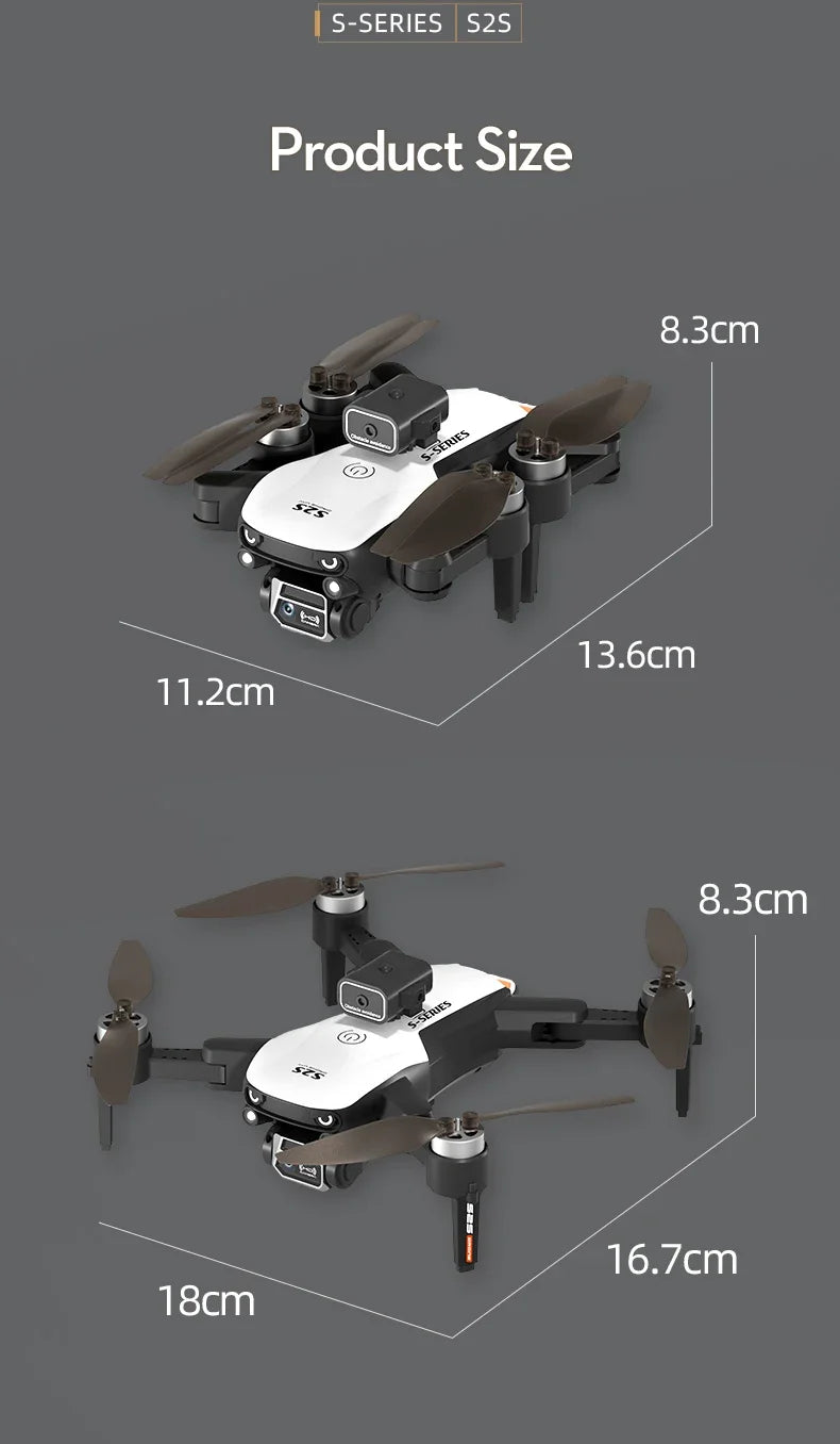 🚁 S2S Mini Drone – 4K/8K HD Camera | Foldable RC Quadcopter with Obstacle Avoidance