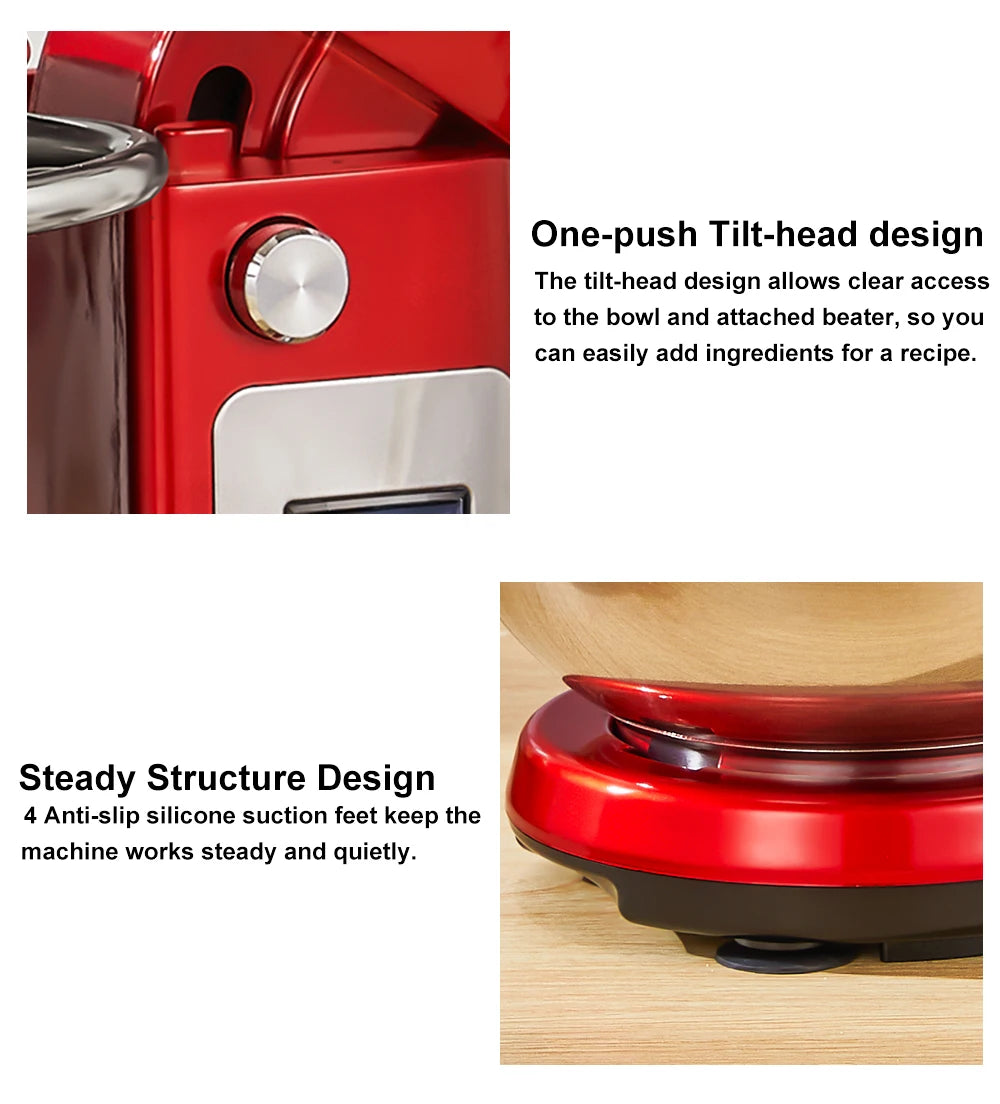 BioloMix 6L Stand Mixer – 1200W, 6-Speed Kitchen Mixer with Whisk, Dough Hook & Blender